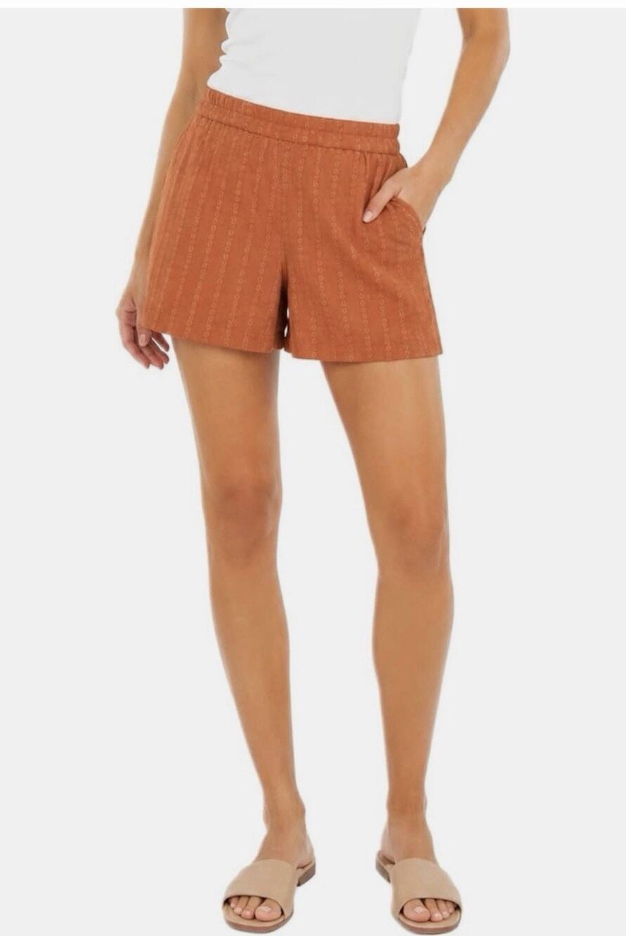 three dots Chino Shorts Red Women's Pull-On Elastic Waist Pockets M 4" Inseam